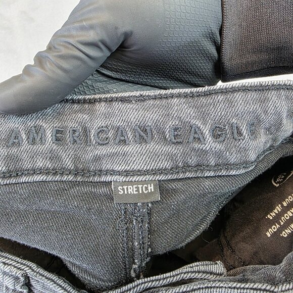 American Eagle Mom Jeans Womens Size 0 Gray Tapered Stretch Denim Ankle Pants - Picture 9 of 11